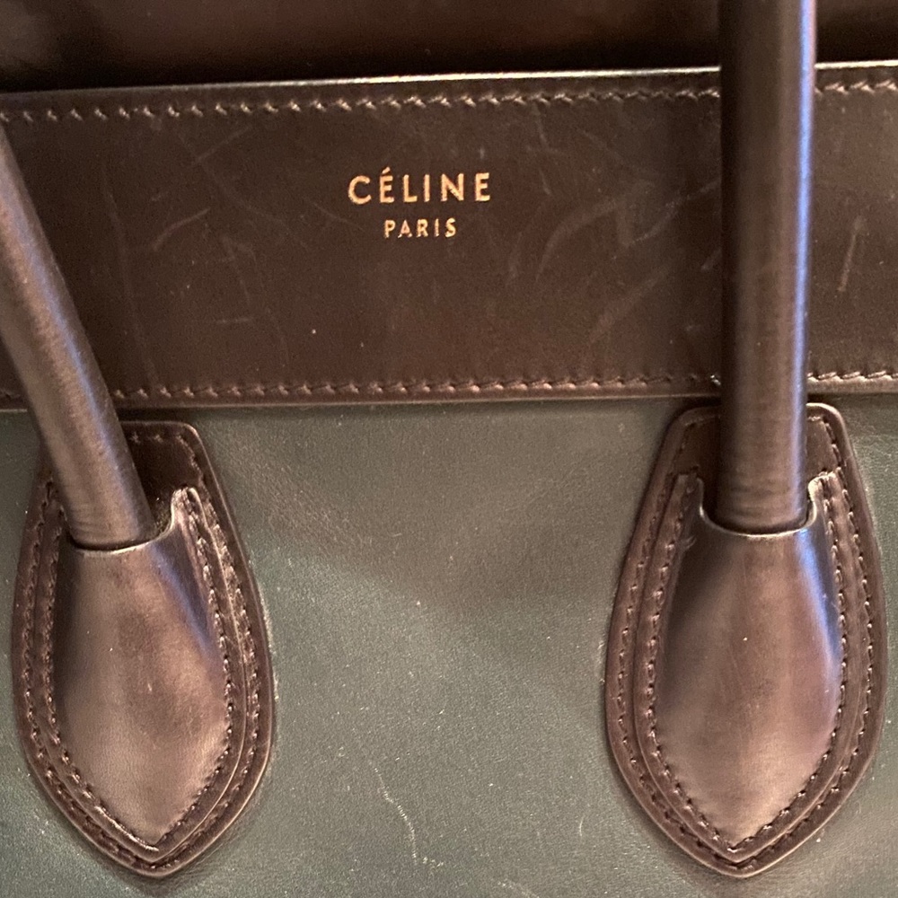 CELINE Mini Luggage Tote - Bicolor Black & Emerald Green Calfskin - Picture 3 of 9